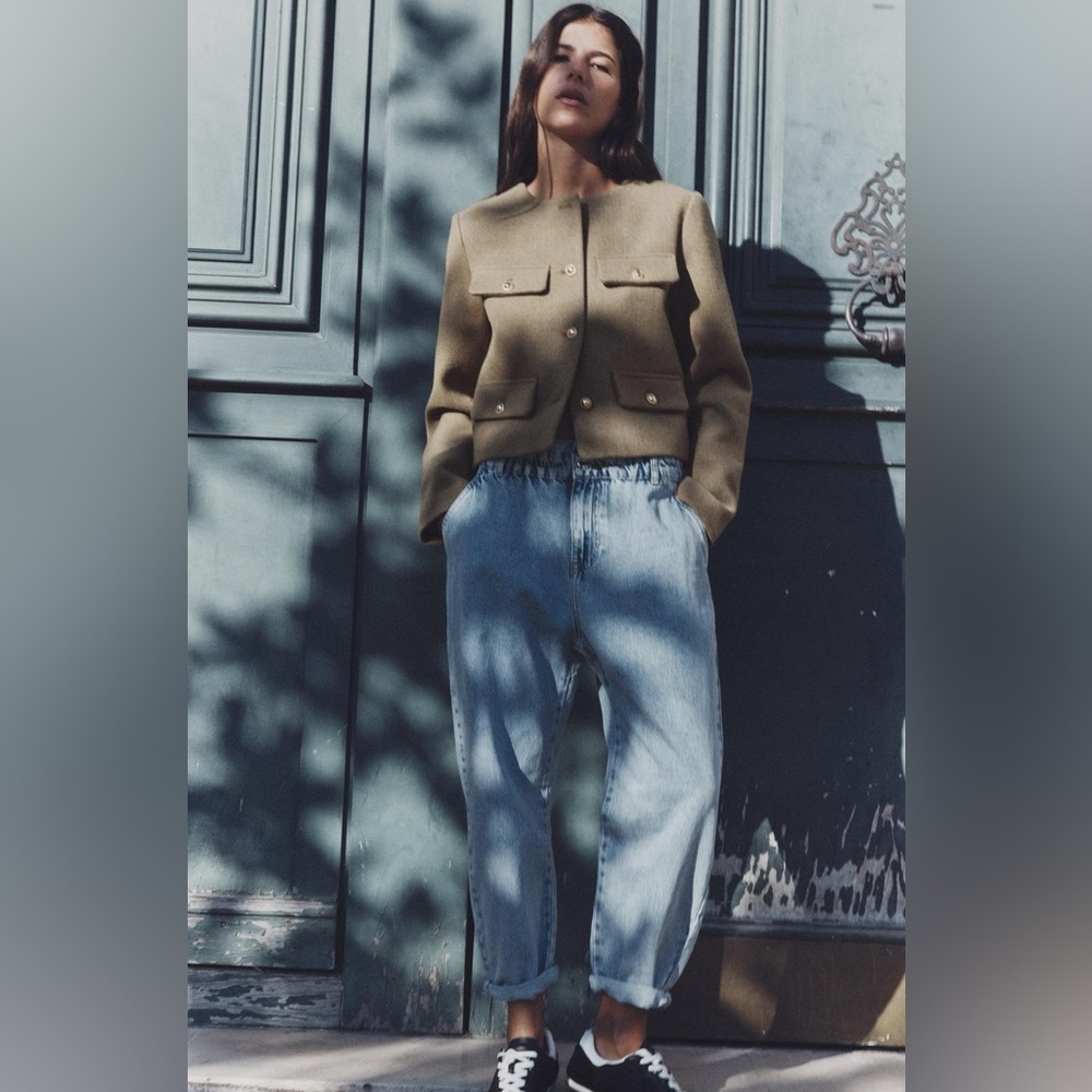 Zara High-Waisted Paperbag Baggy Jeans